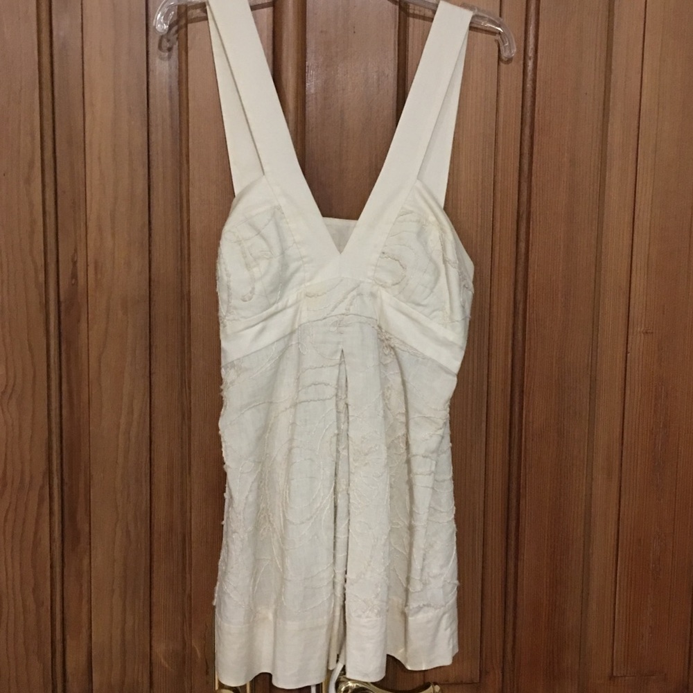 BCBG cream embroidered tank